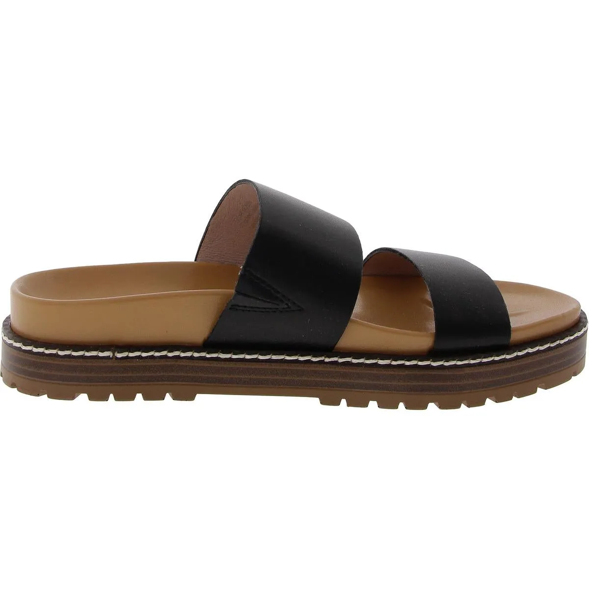Charley Womens Solid Leather Slide Sandals