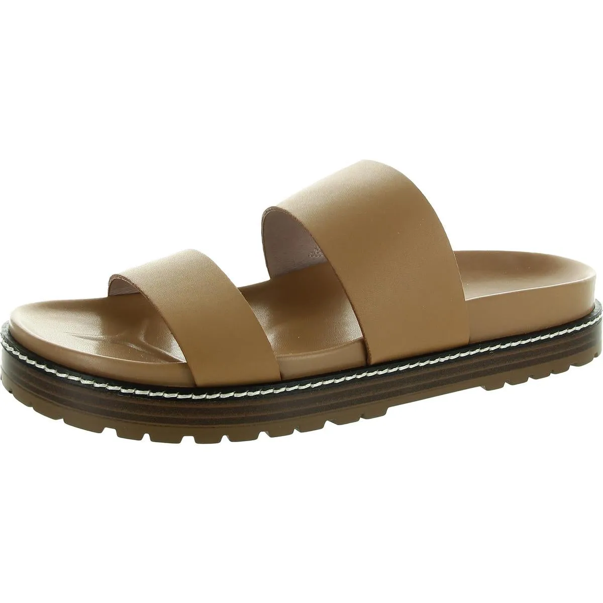 Charley Womens Solid Leather Slide Sandals