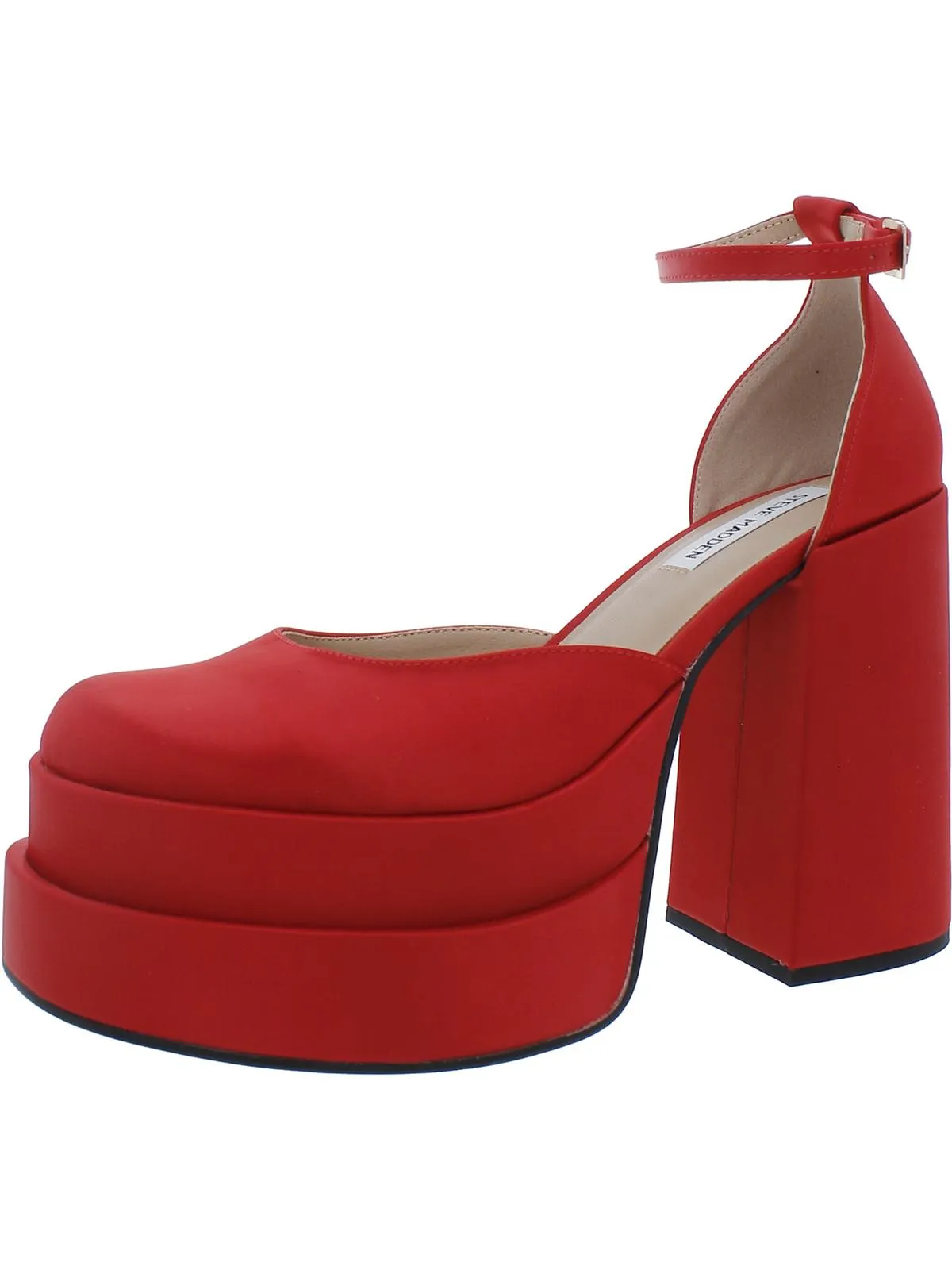 Charlize Womens Block Heel Ankle Strap Platform Heels