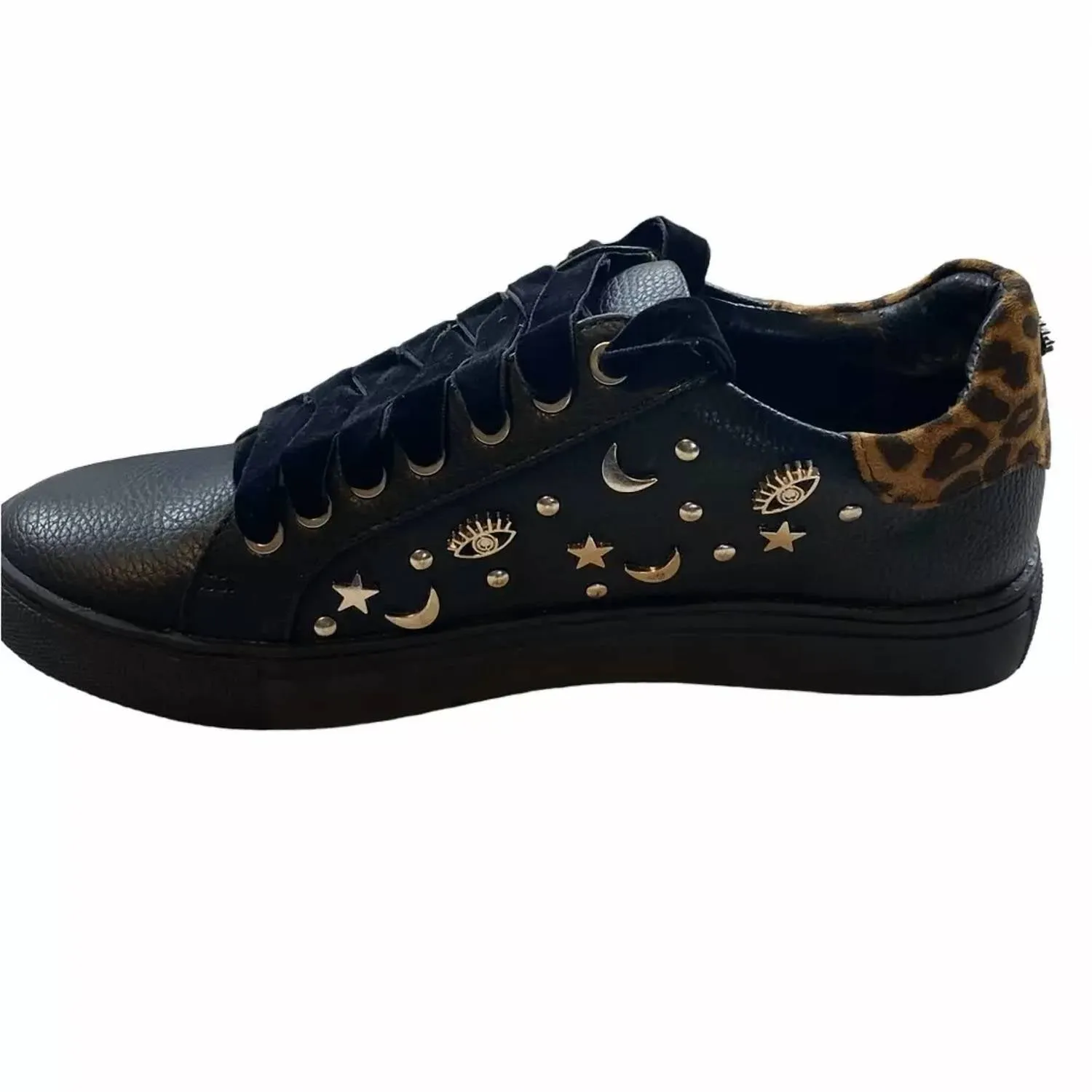 Clark Sneakers Embellished With Stars Moons In Black/leopard