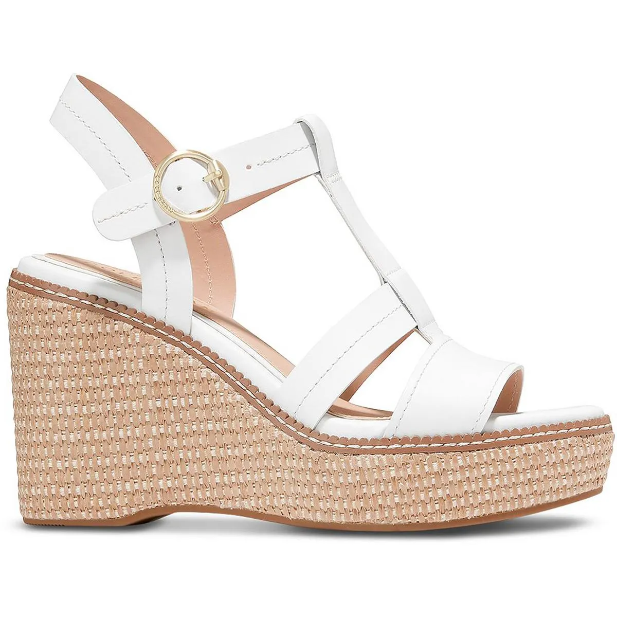 Cloud All Day 75 Womens Leather Buckle Wedge Heels