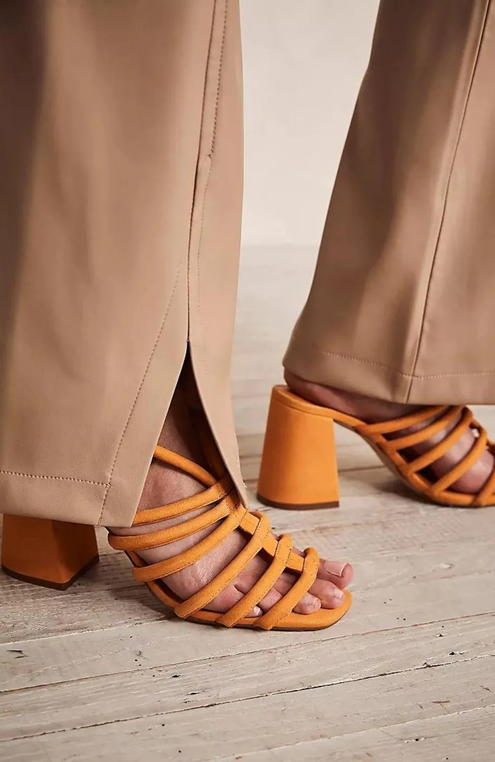 Colette Cinched Heels In Hot Orange