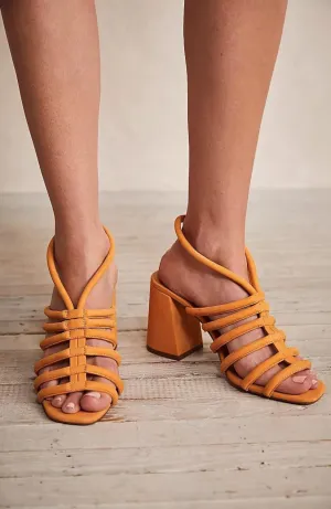 Colette Cinched Heels In Hot Orange