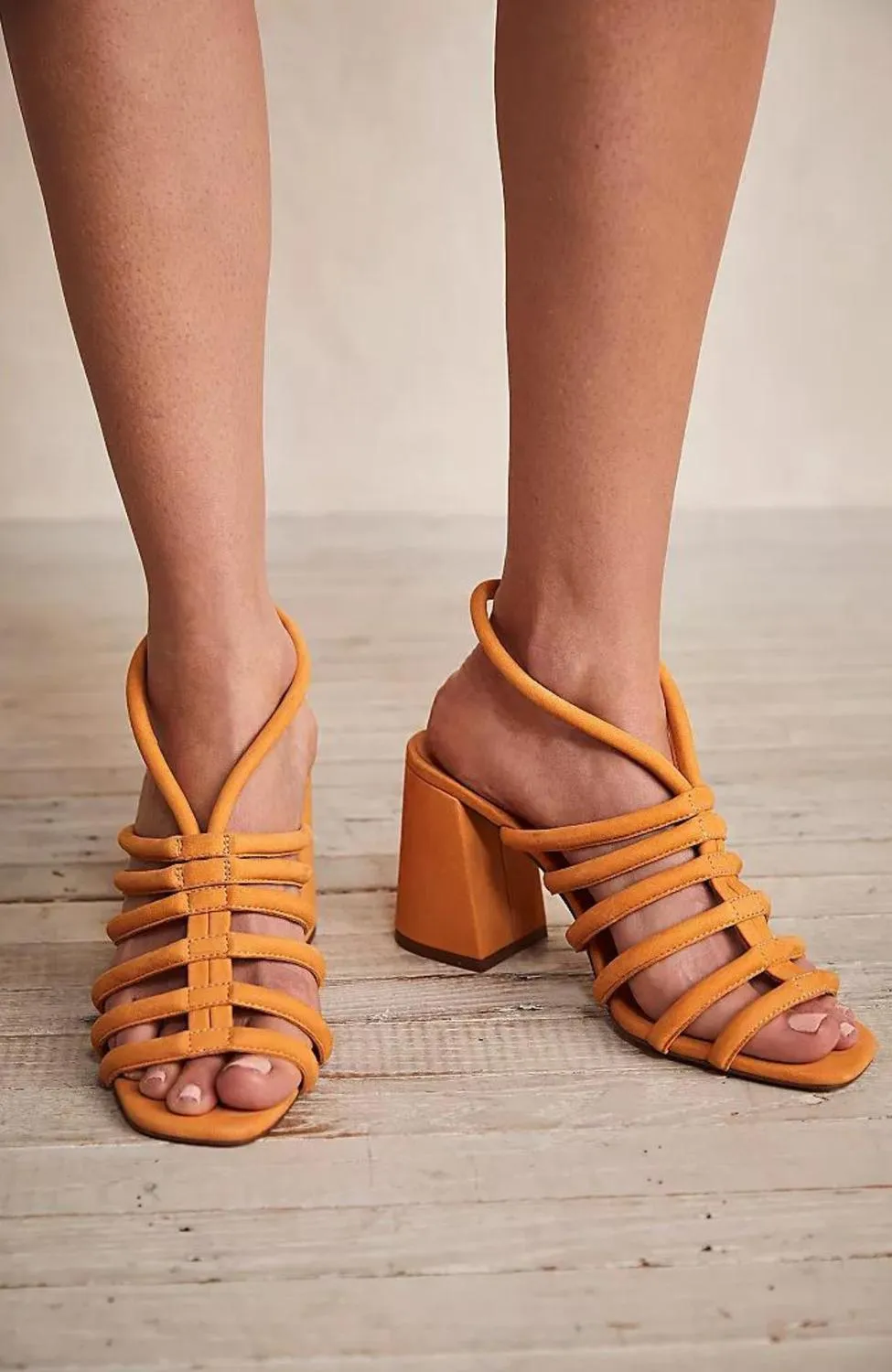 Colette Cinched Heels In Hot Orange