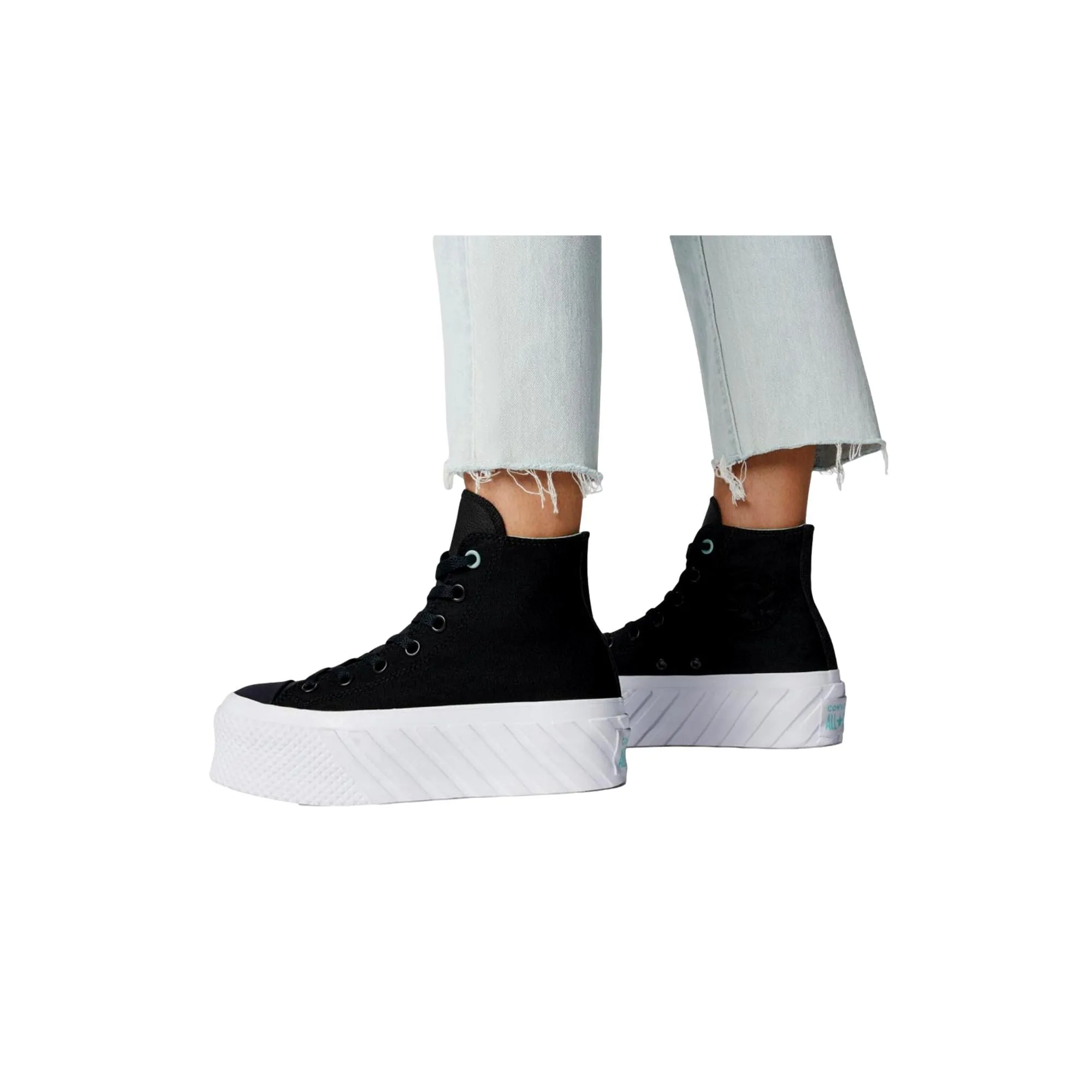 Converse CTAS Lift 2X Hi Black/Electric Aqua/White  571675C Women's