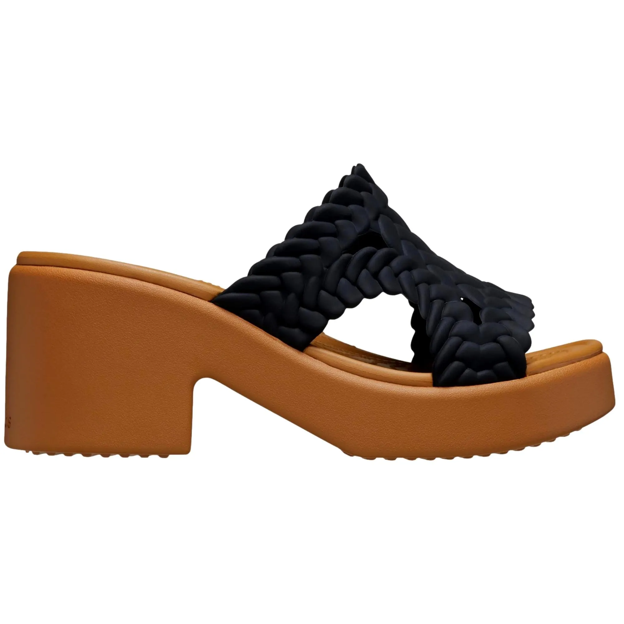 Crocs Brooklyn Woven Slide Heels Black Woven  209979-001 Women's