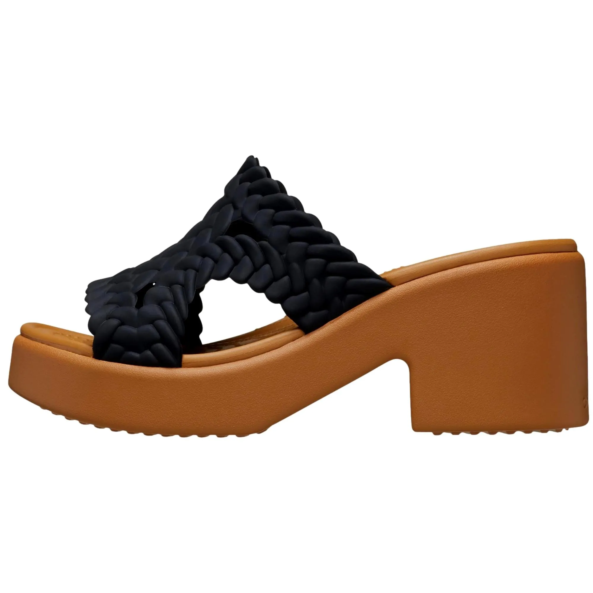 Crocs Brooklyn Woven Slide Heels Black Woven  209979-001 Women's