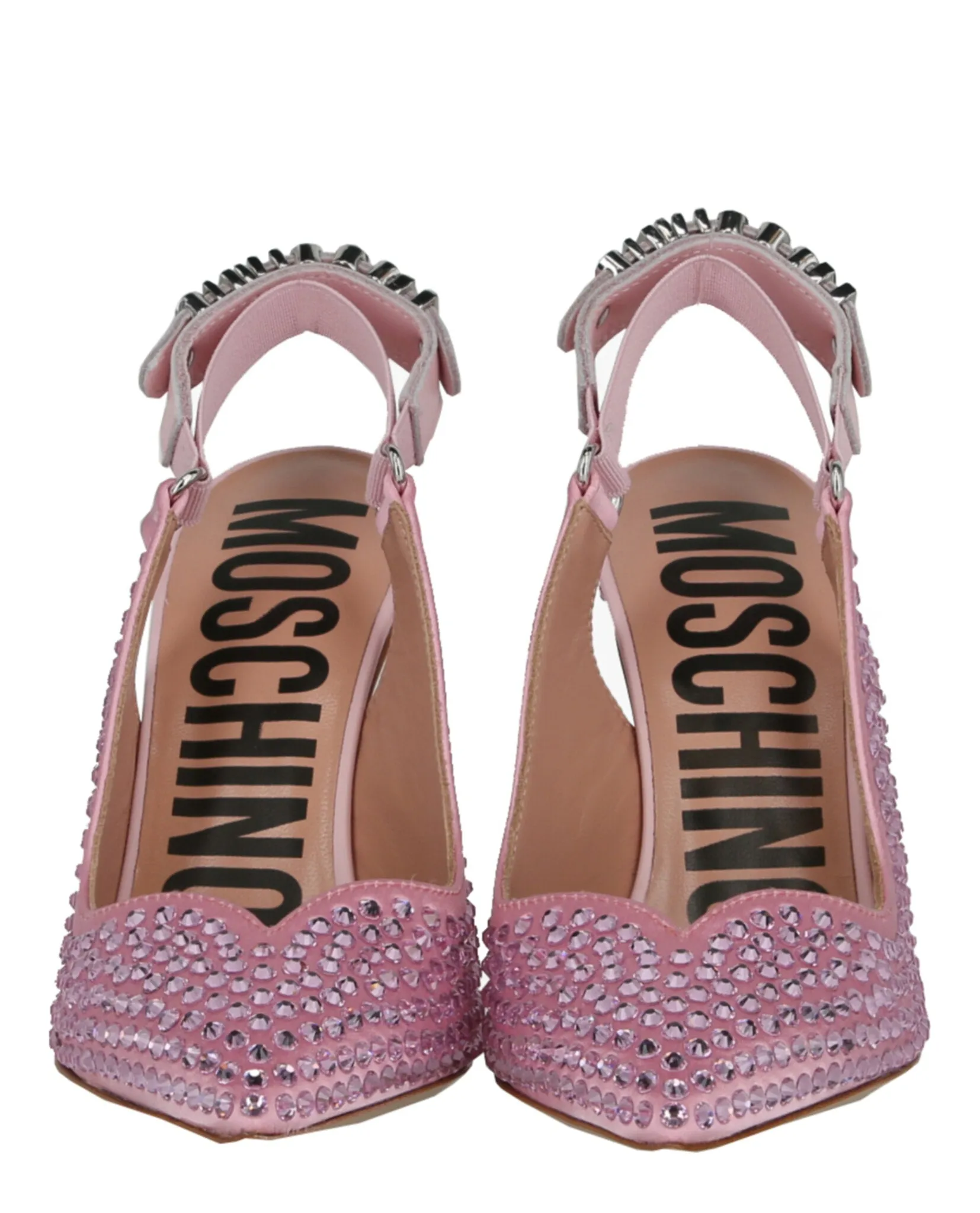 Crystal Embellished Satin Slingback Pumps