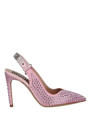 Crystal Embellished Satin Slingback Pumps