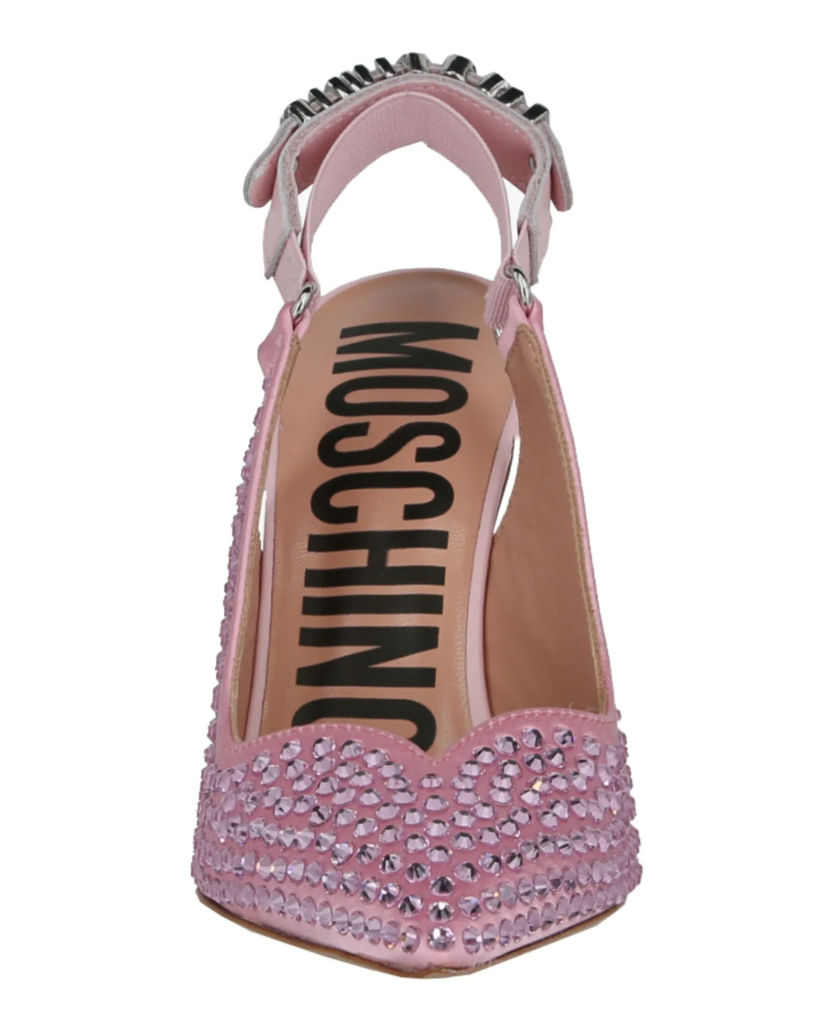 Crystal Embellished Satin Slingback Pumps