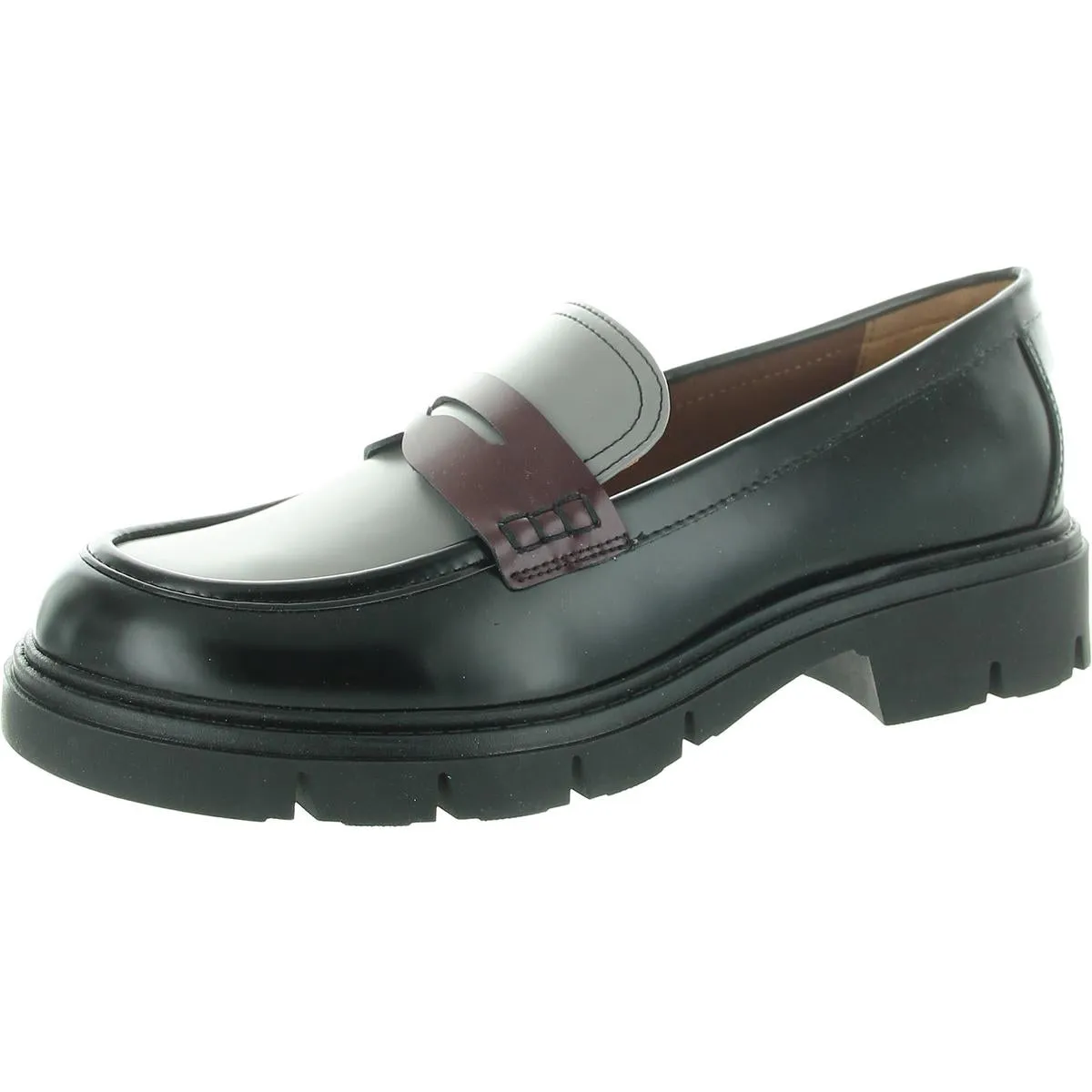 Cube Womens Faux Leather Block Heel Loafers