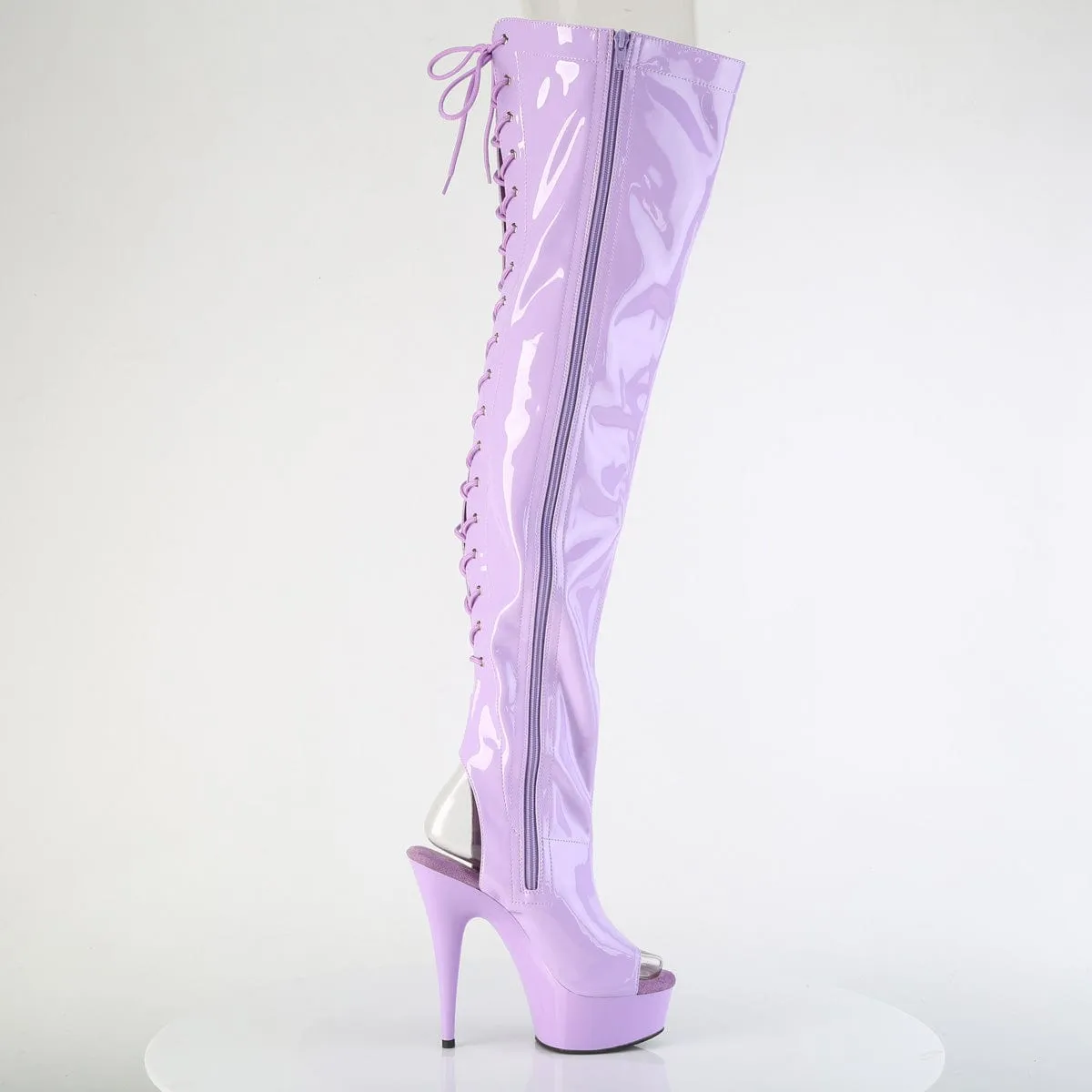 DELIGHT-3017 Platform Shoes Lavender Stretch Patent Lavender