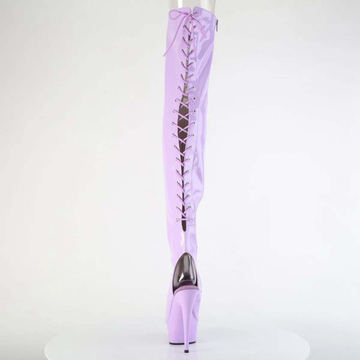 DELIGHT-3017 Platform Shoes Lavender Stretch Patent Lavender
