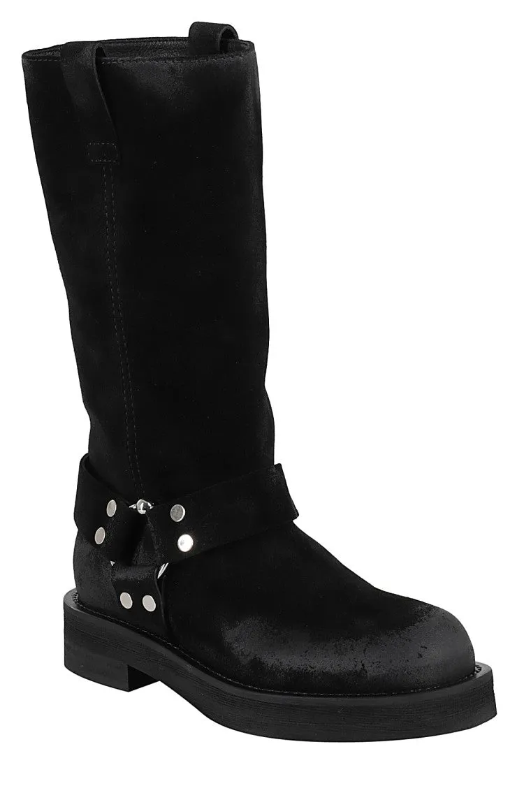 Demi Boot With Vintage Effect And Metal Detail