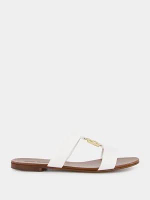 DG Logo White Calfskin Sliders