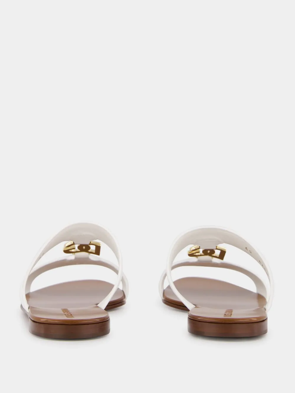 DG Logo White Calfskin Sliders