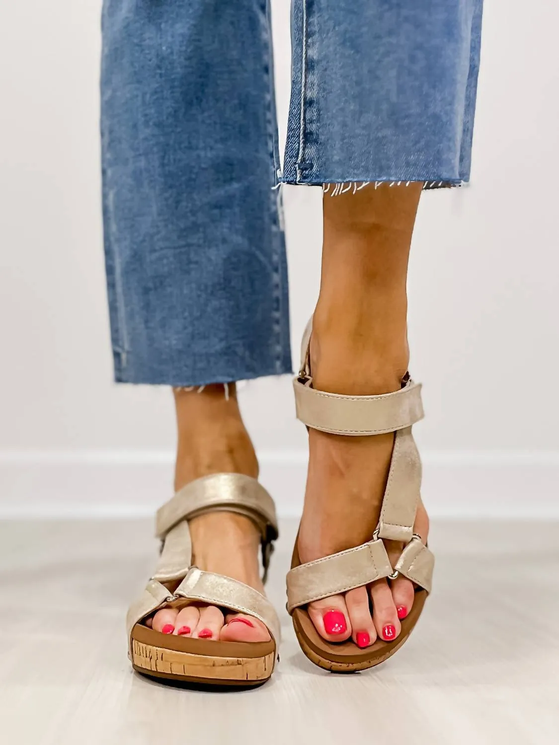 Don't Tempt Me Wedge In Gold Wash Metallic