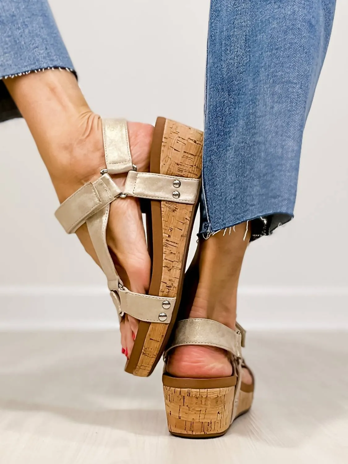 Don't Tempt Me Wedge In Gold Wash Metallic