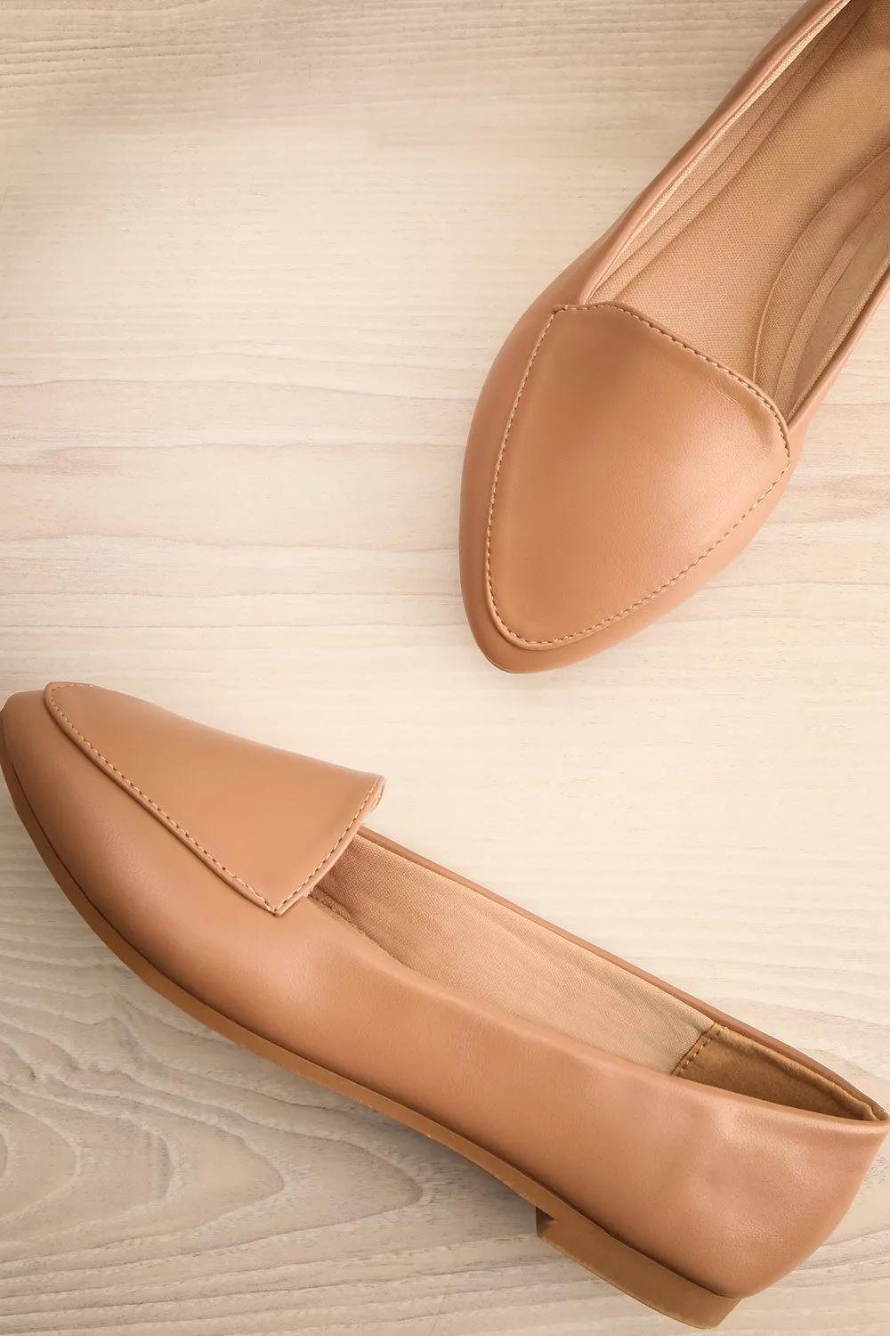 Drake | Beige Pointed Faux-Leather Loafers