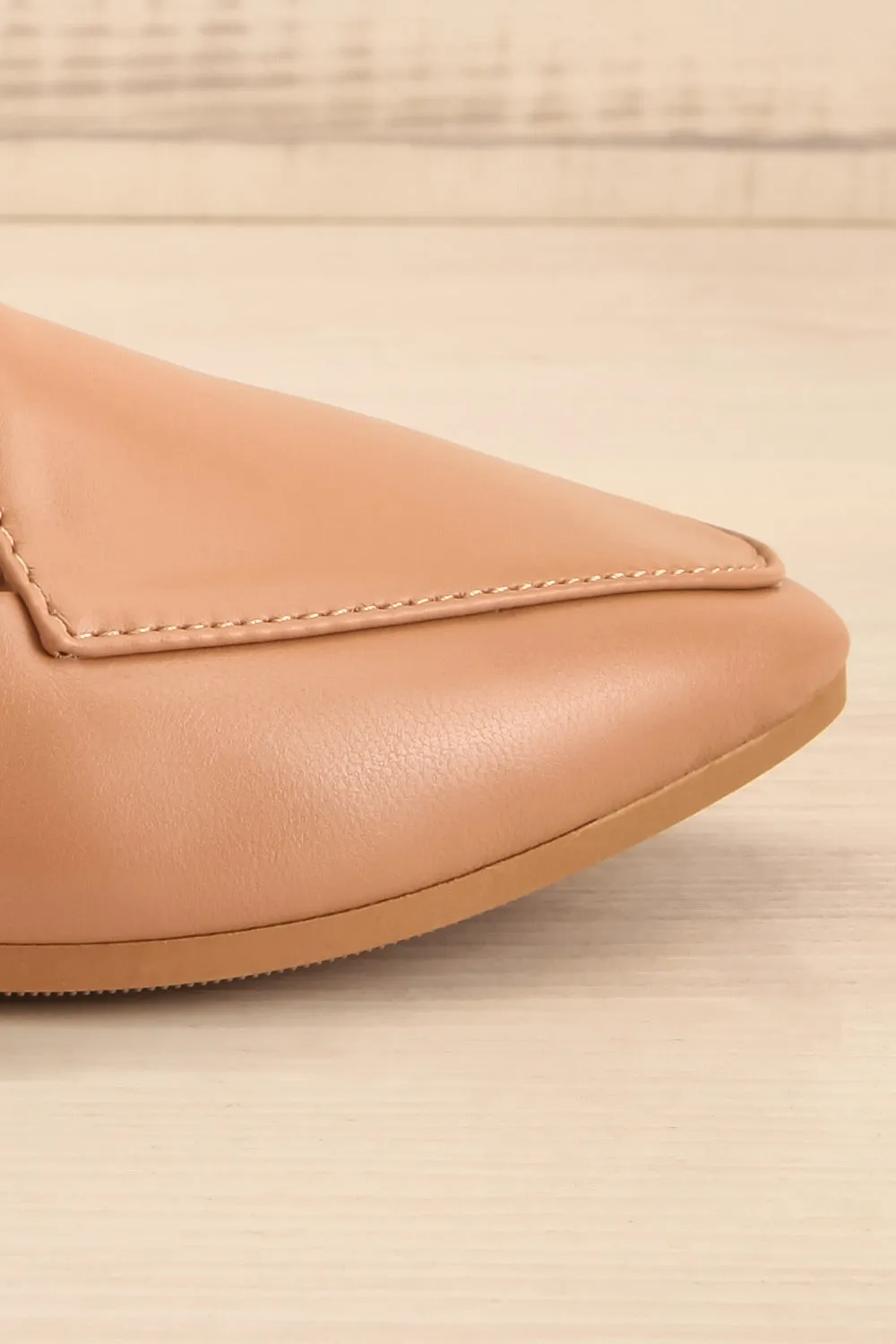 Drake | Beige Pointed Faux-Leather Loafers