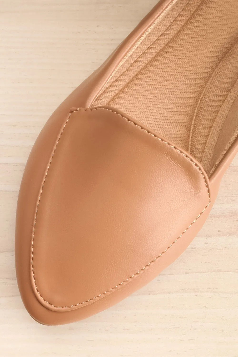 Drake | Beige Pointed Faux-Leather Loafers