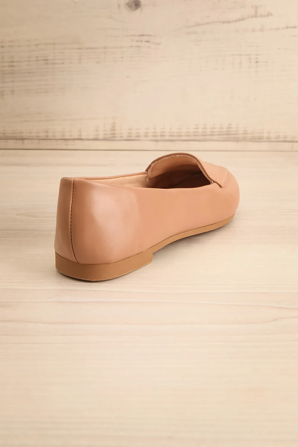 Drake | Beige Pointed Faux-Leather Loafers