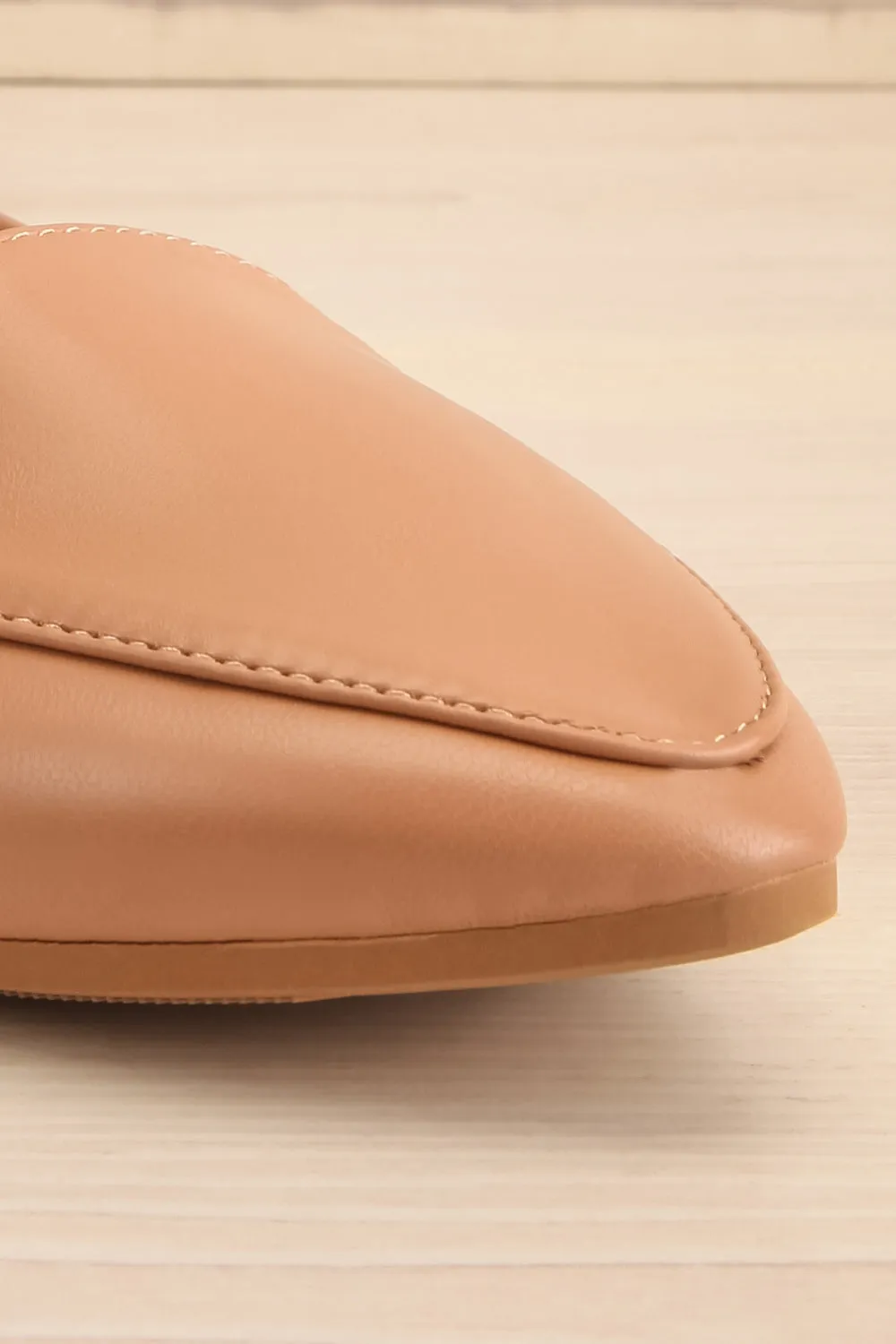 Drake | Beige Pointed Faux-Leather Loafers