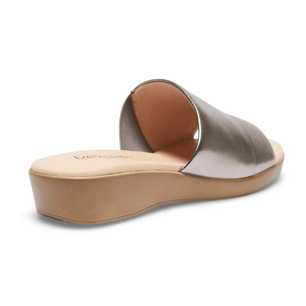 Ellen Slide in Pewter Leather
