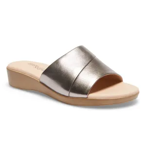 Ellen Slide in Pewter Leather