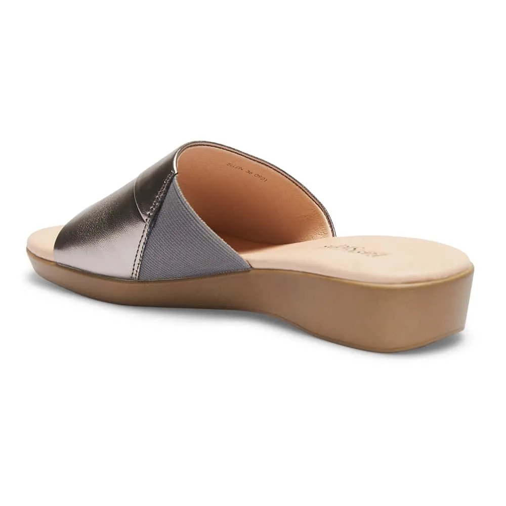 Ellen Slide in Pewter Leather