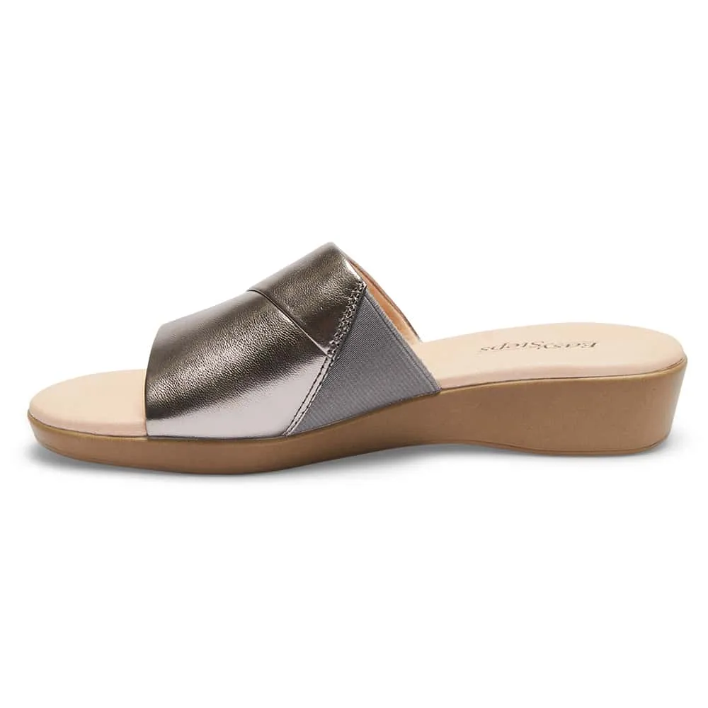 Ellen Slide in Pewter Leather