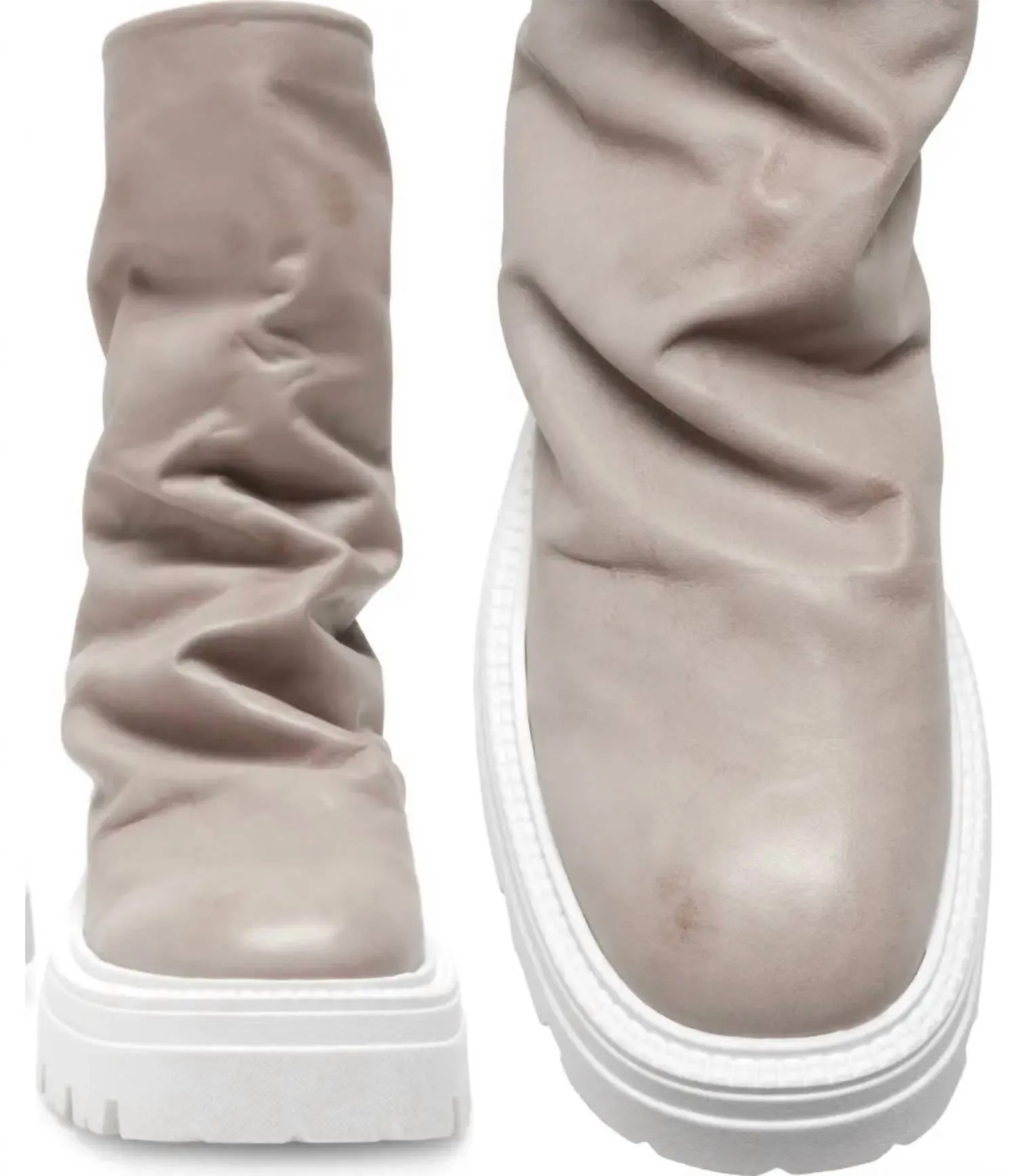 Emma Ruched Boots In Grey