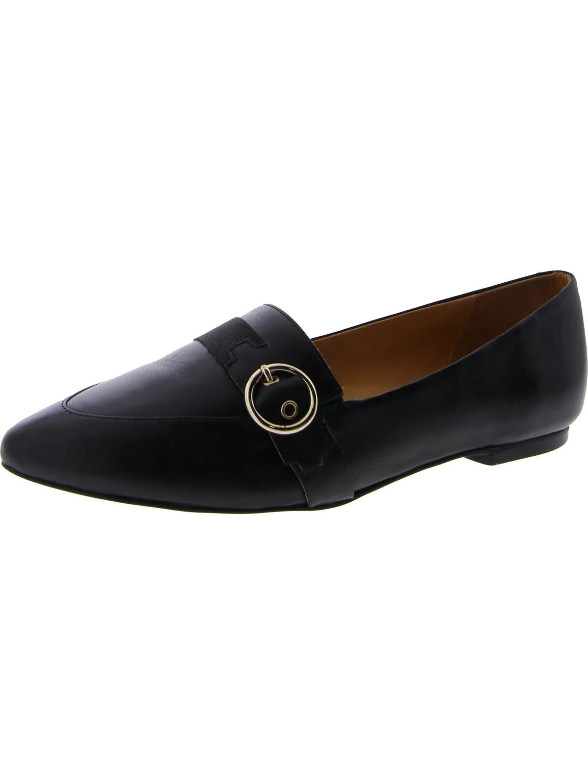 Emmet Womens Leather Pointed Toe Ballet Flats
