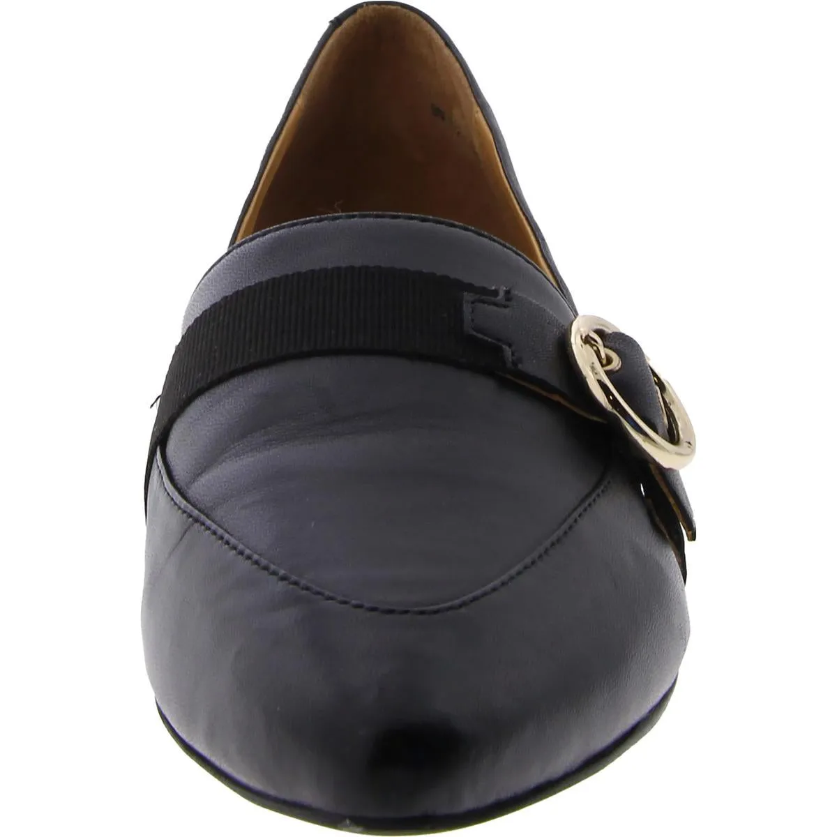 Emmet Womens Leather Pointed Toe Ballet Flats