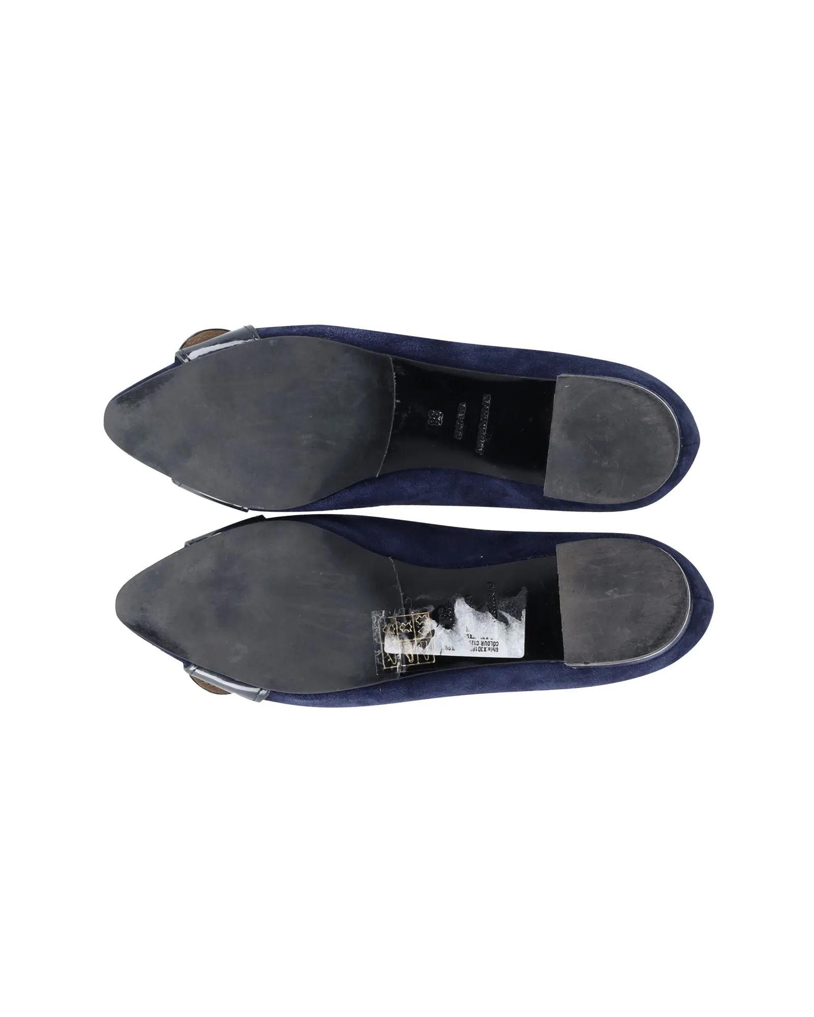 Emporio Armani Point-Toe Ballet Flats in Blue Suede