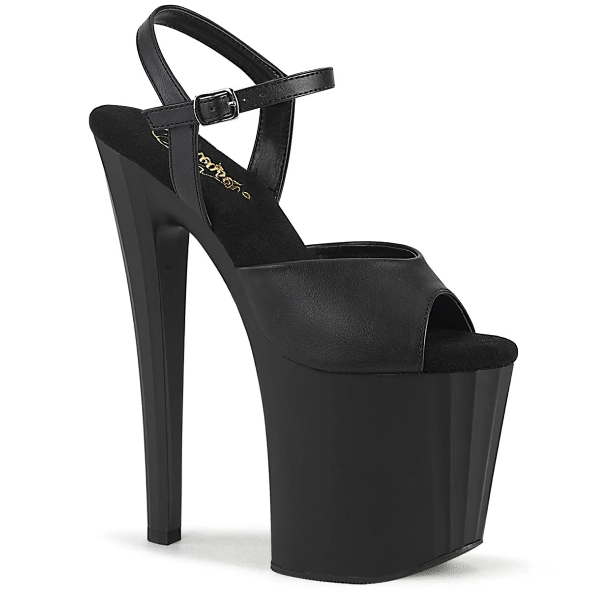 ENCHANT-709 Black Faux Leather/Black Matte