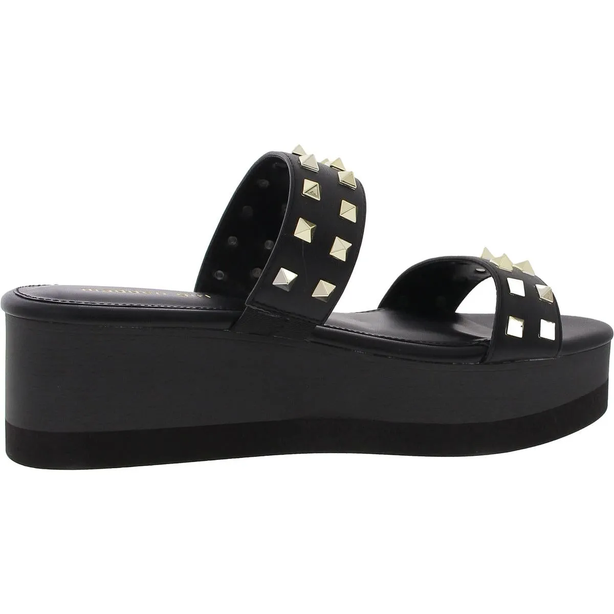 Everett Womens Studded Faux Leather Platform Sandals