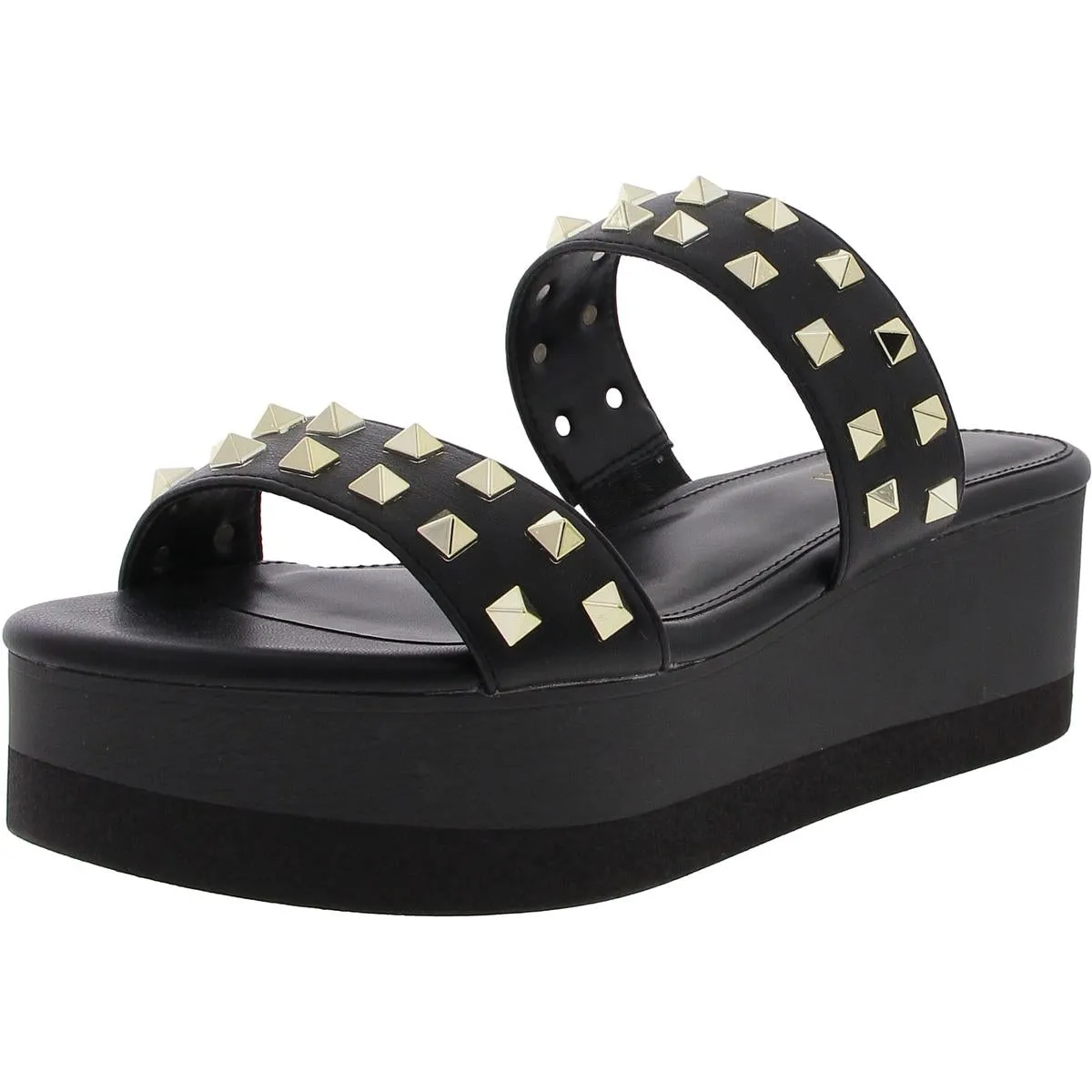 Everett Womens Studded Faux Leather Platform Sandals