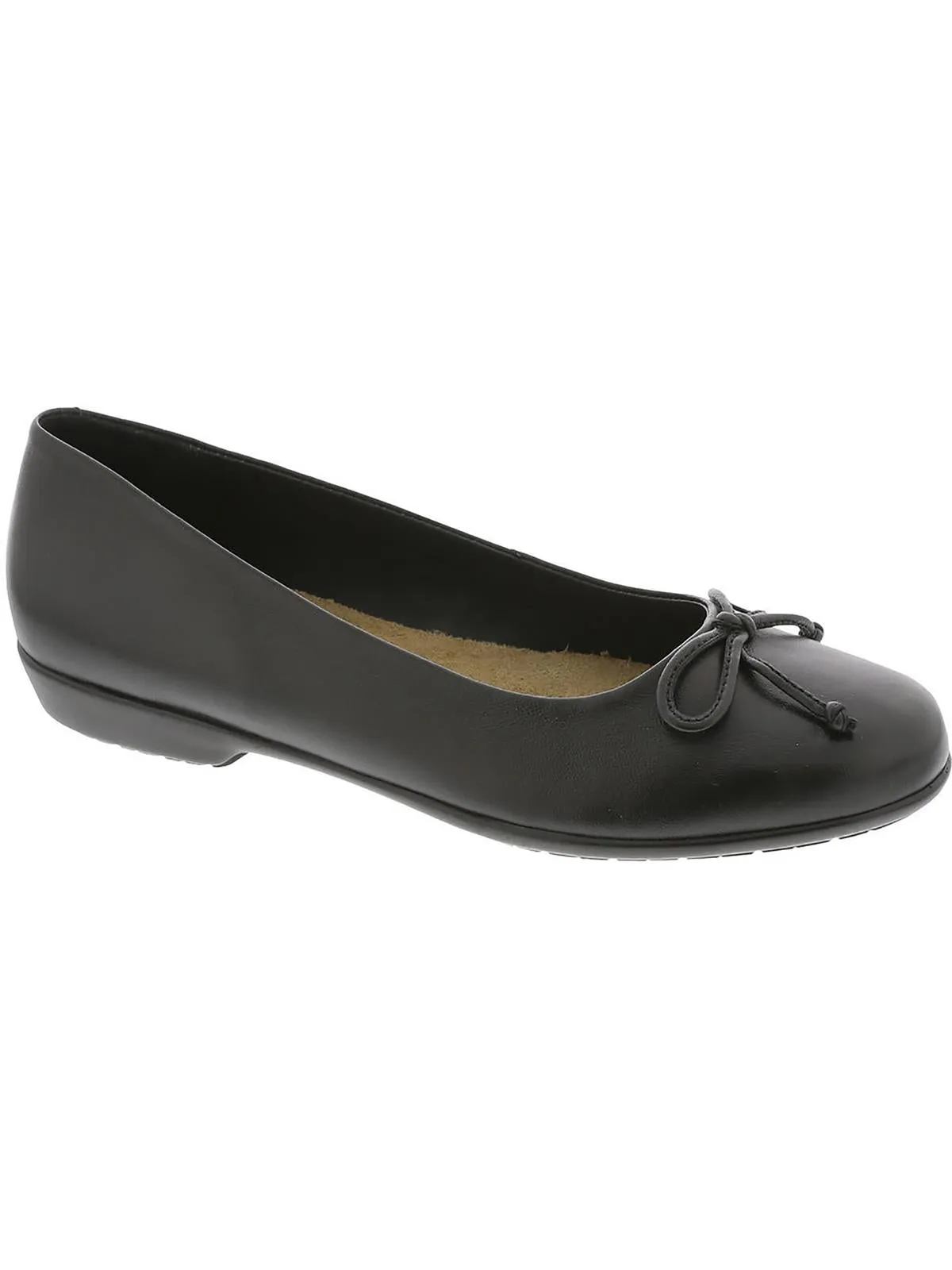 Farrah Womens Leather Bow Ballet Flats
