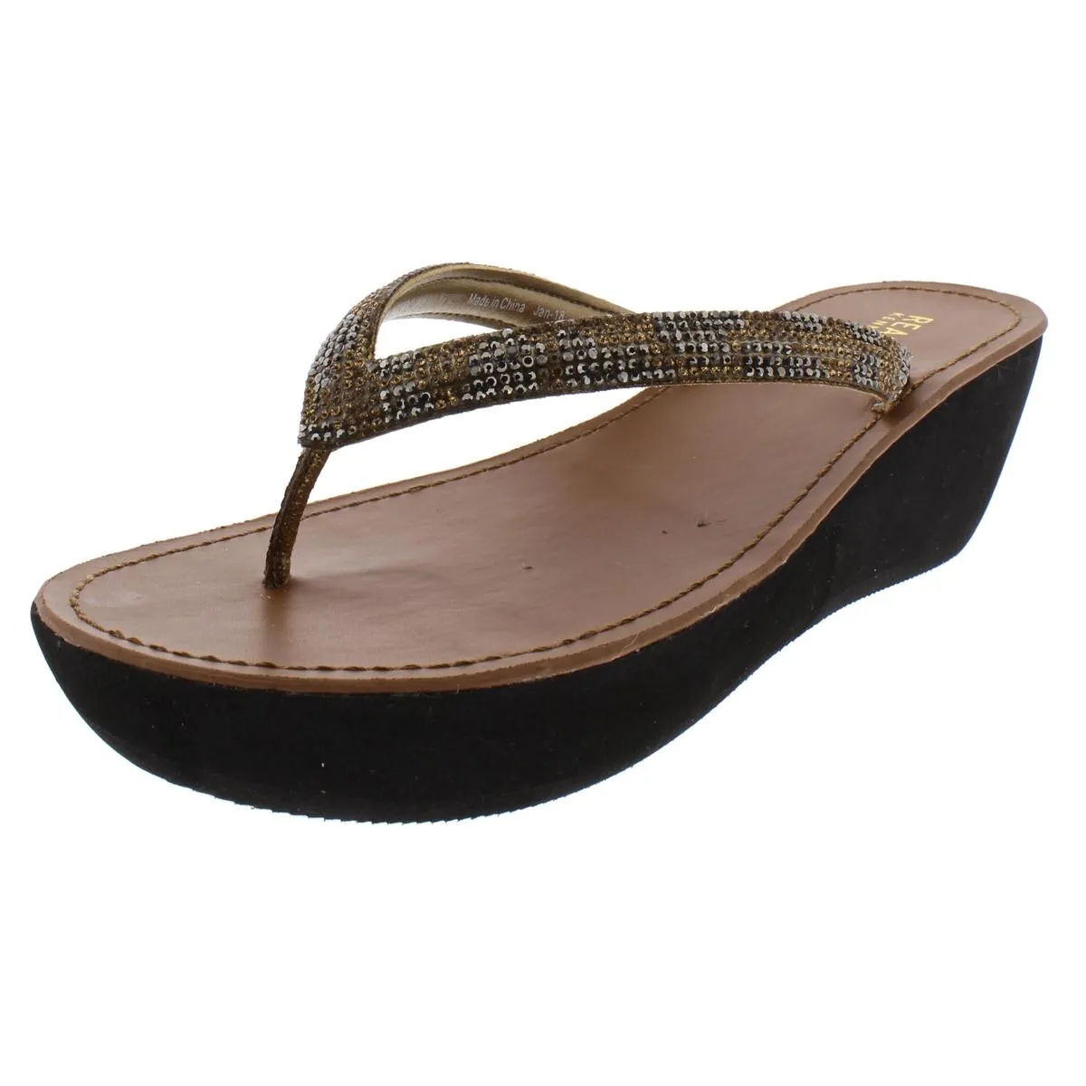 Fine Sun Womens Thong Wedges Flip-Flops