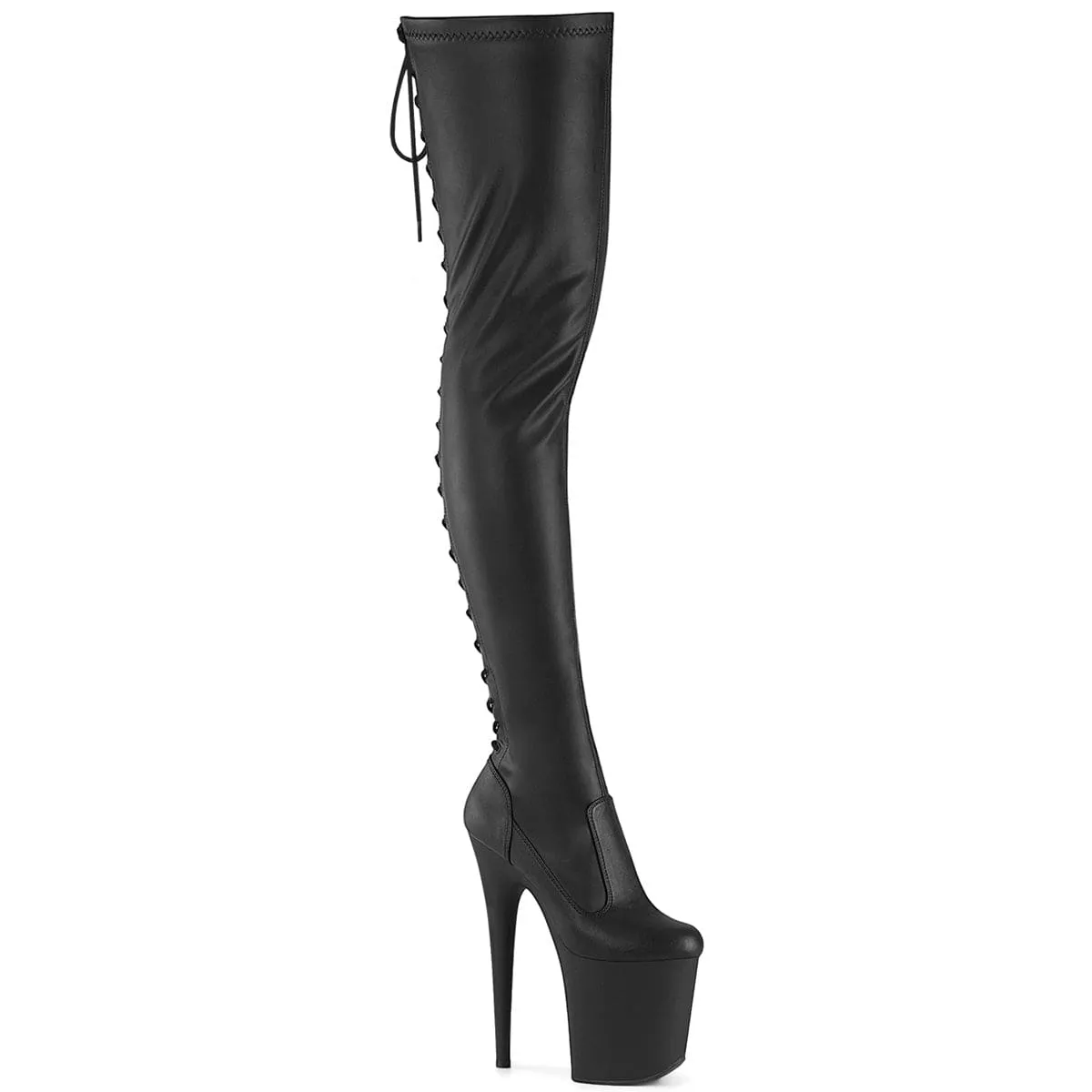 FLAMINGO-3850 Black Stretch Faux Leather/Black Matte