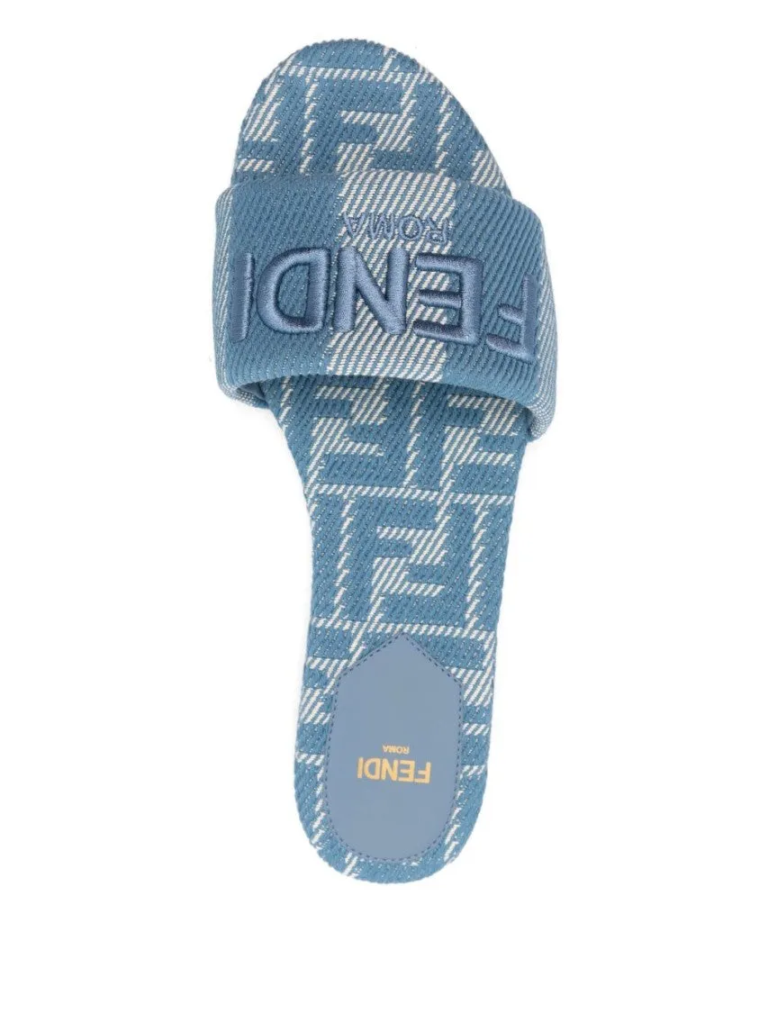 Flat Sandals With Logo-Embellished Strap And Textured Fabric