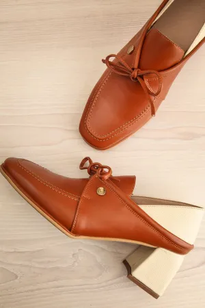 Focus Brown | Bicolored Heeled Loafer