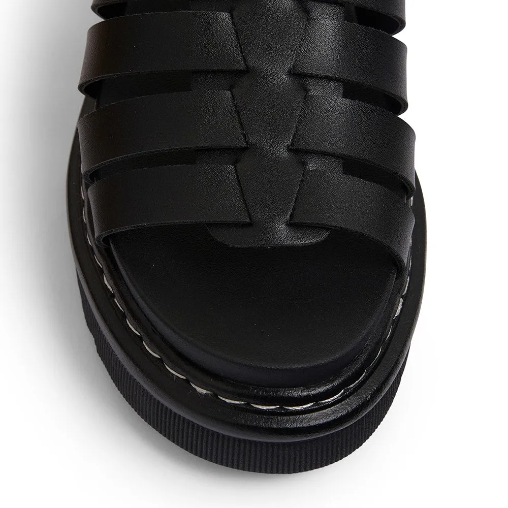 Force Sandal in Black Smooth
