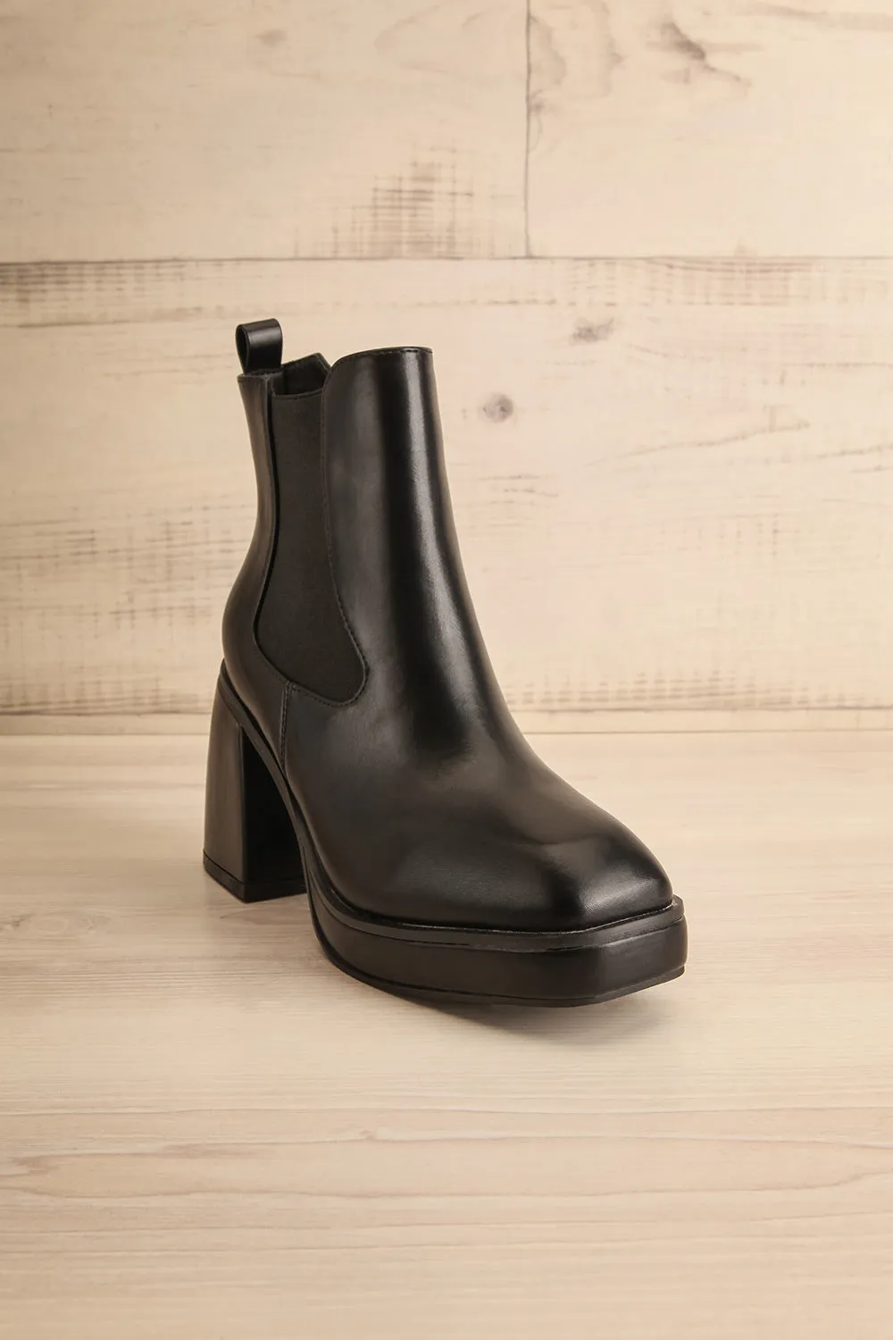 Foster Black | Platform Heeled Ankle Boots