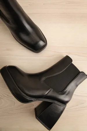 Foster Black | Platform Heeled Ankle Boots