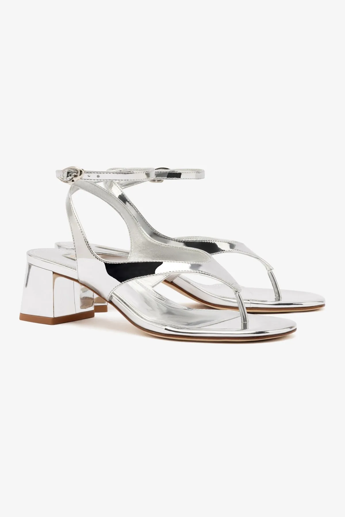 Gaia Block Sandal In Silver Specchio