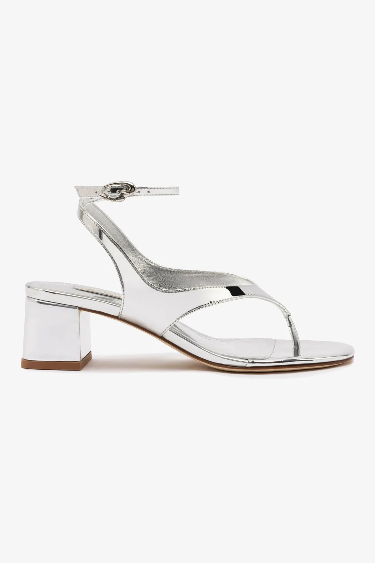 Gaia Block Sandal In Silver Specchio