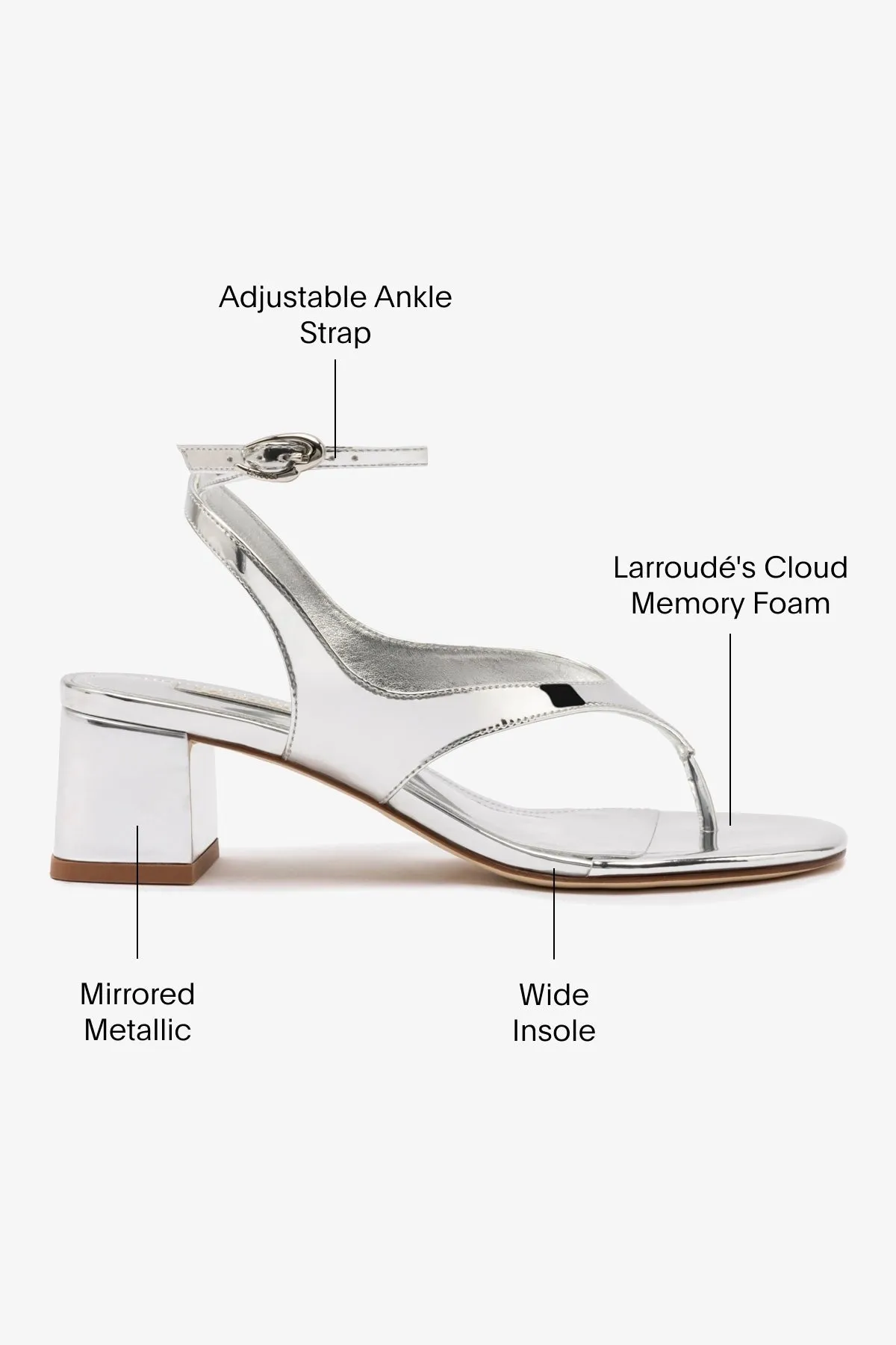Gaia Block Sandal In Silver Specchio