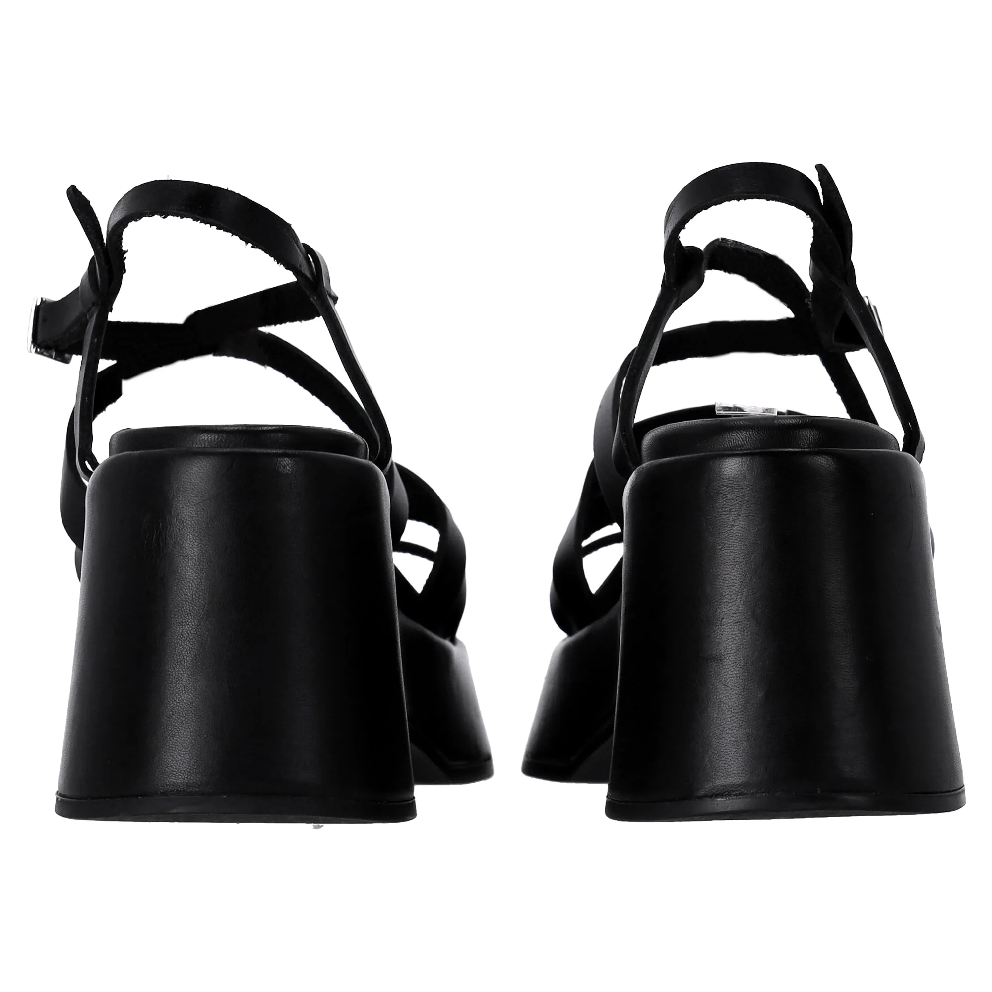 Ganni Strappy Platform Sandals in Black Calf Leather